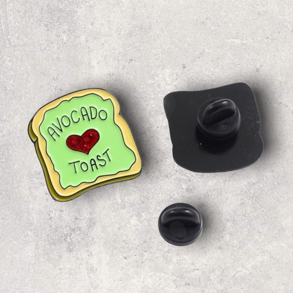 3/$18 NEW Avocado Breakfast Toast Enamel Pin Brooch - Picture 3 of 4